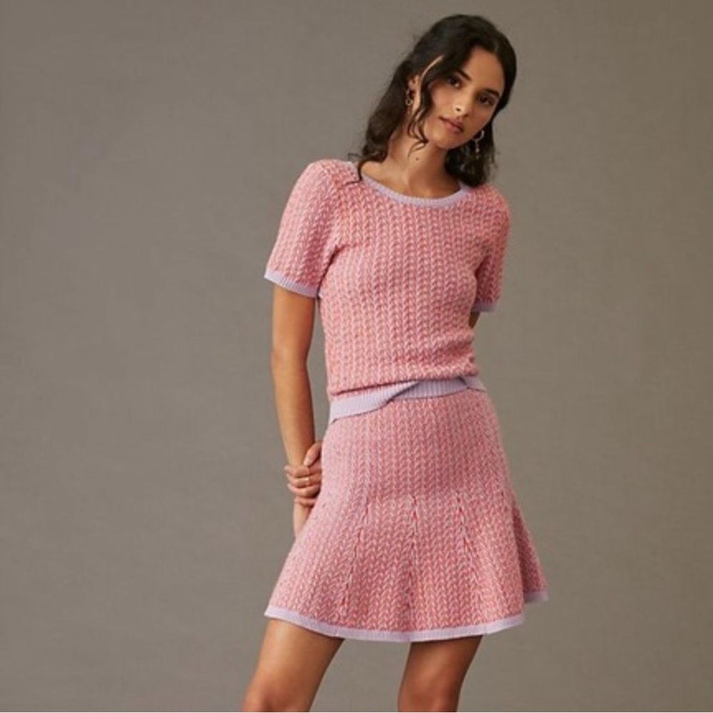Anthropologie Maeve Colorblocked Knit Skirt Set NWT